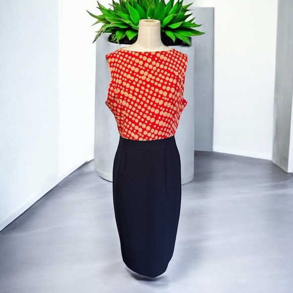 Teri Jon Dresses & Skirts - Rickie Freeman For Teri Jon 100% Silk Pencil Dress Knee-Length Midi Polka dot